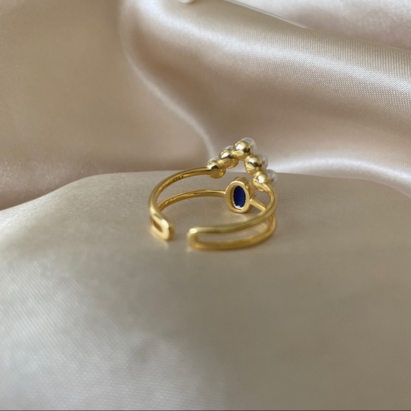LAST ONE 💖18K Goldplated Rings Pearls Dark Stone - Picture 11 of 13